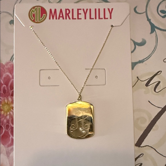 Marleylilly Jewelry - MarleyLilly Gold Monogram A Rectangle Pendant Necklace - Women Jewelry